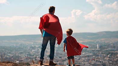 happy fathers day hero daddy with child