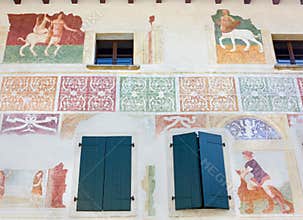 Frescoed Wall on Historic Building in Spilimbergo