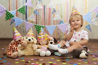 First birthday toy party with plush friends