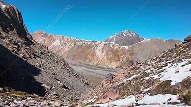 Andes mountain range and volcanic valley in Chile
