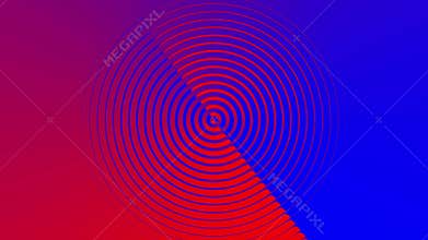 Red and Blue Circular Radio Diminishing Wave Radar Signal Motion Graphic on Black Background. Pulse from Central Point. Loop