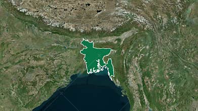 Bangladesh Geographic Map Border Highlight Animation 4K