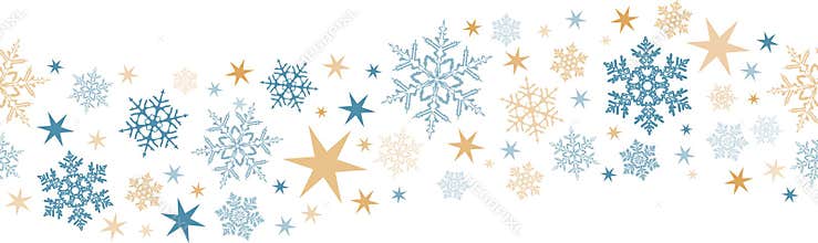Seamless snowflake, star border