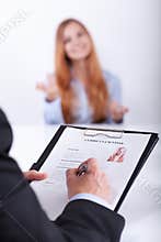 Close-up of woman's application