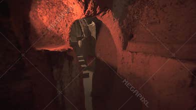 Derinkuyu underground city corridors and chambers reveal ancient cave architecture in Cappadocia, nevsehir, turkiye, subterranean