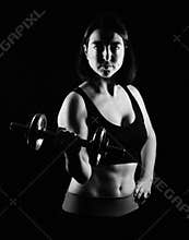 Fitness woman biceps curling
