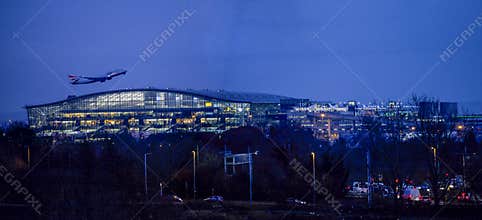 Night Take off at Heathrow airport