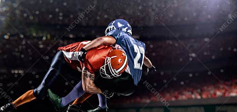 American football player in action on stadium