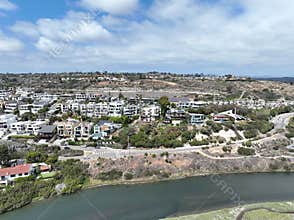 Aerial view of Cardiff by the Sea, beach community in the incorporated city of Encinitas in San Diego County, California