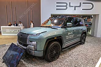 BYD Yangwang U8 car displayed at the Brussels Motor Show. Brussels, Belgium - Jan 9, 2026