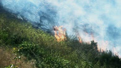 Corrupted Disaster footage with scan lines