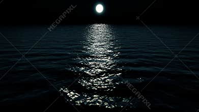 Flying over ocean at Night