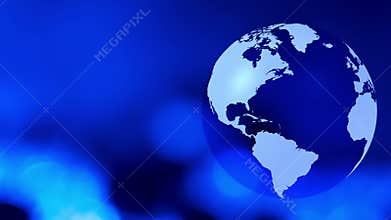 Blue rotating globe with abstract motion background