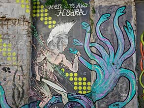 Graffiti-Covered Wall in Athens, Greece