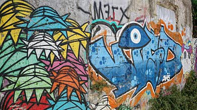Graffiti-Covered Wall in Athens, Greece
