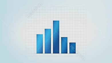 Infographic blue bar graph with different values, loop