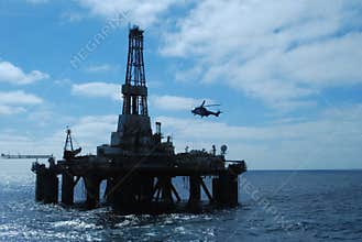 Helicopter landing on a oil platform