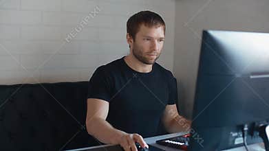 Young man play video games