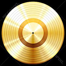 Gold record music disc award.