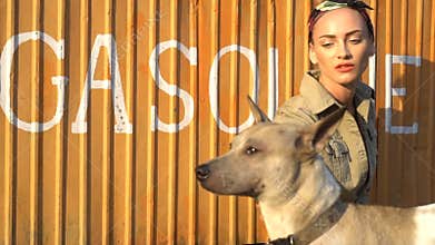 Beauty woman on gas station