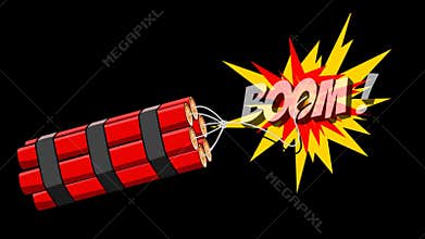 Dynamite explosion boom 2D cartoon animation on a alpha channel. MOV
