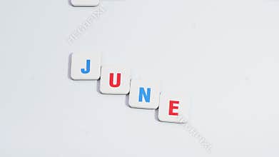 Changing of months on white background. Calendar. Stop motion