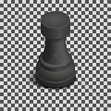 Black chess piece rook isometric, vector illustration.