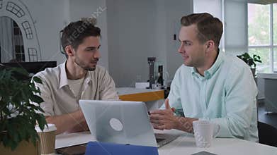 Brainstorming in contemporary modern office.