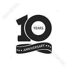 10 years anniversary pictogram vector icon, 10th year birthday logo label