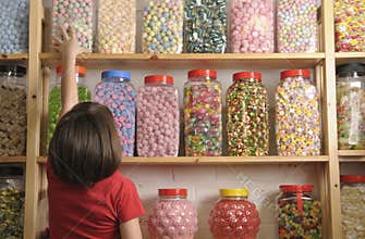 Child in sweet shop