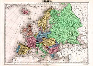 Antique 1870 Map of Europe