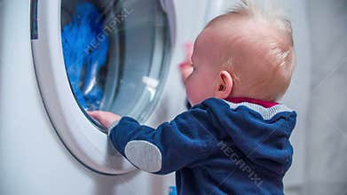 Clothes are washing in a washer