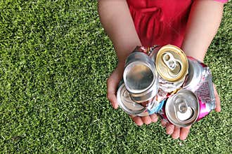 Aluminum Cans Crushed For Recycling