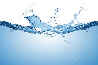 Blue pure water wave splash