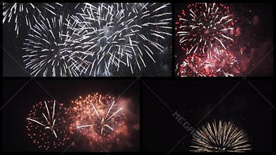 Collection of fireworks video clips collage