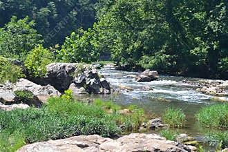 The rocky layout of the Roanoke River