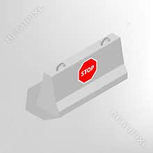Iron concrete block isometric, vector illustration.