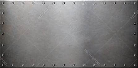 Old steel metal plate with rivets