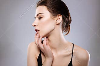 Elegant model showing off her face