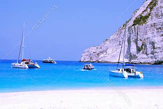 Yachts in Navagio Bay - Zakynthos