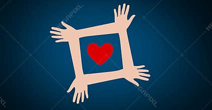 Vector illustration of hands with heart shape