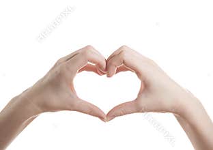 Girl shows hands a heart