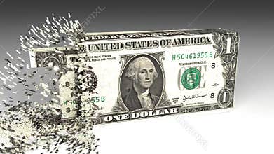 TAX word chipped out of a one dollar Bank note