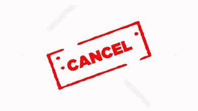 Cancel signed with red ink stamp zoom in and zoom out on white background