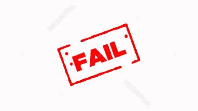 Fail signed with red ink stamp zoom in and zoom out on white background