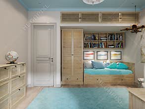 Children`s room interior design for the little traveler