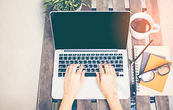 Workspace relaxing chill out work for office and design laptop smartphone with morning coffee,