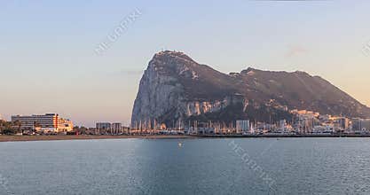 Panoramic view on Gibraltar rock from La Linea