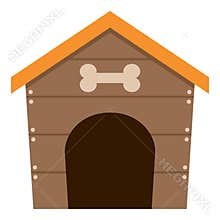 Pet Dog House Flat Icon Isolated on White