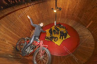 Happy acrobat worker